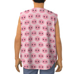 Pink Pig Nose Pattern Print Sleeveless Baseball Jersey