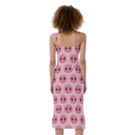 Pink Pig Nose Pattern Print Slim Fit Midi Cami Dress