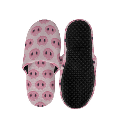 Pink Pig Nose Pattern Print Slippers