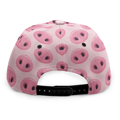 Pink Pig Nose Pattern Print Snapback Cap