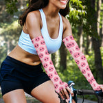 Pink Pig Nose Pattern Print Sun Protection Arm Sleeves