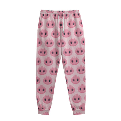 Pink Pig Nose Pattern Print Sweatpants