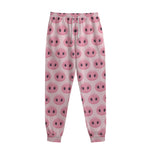 Pink Pig Nose Pattern Print Sweatpants