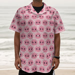 Pink Pig Nose Pattern Print Textured Short Sleeve Shirt