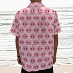 Pink Pig Nose Pattern Print Textured Short Sleeve Shirt