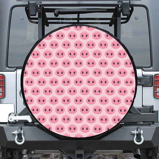 Pink Pig Nose Pattern Print Tire Cover