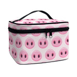 Pink Pig Nose Pattern Print Travel Makeup Bag