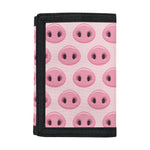Pink Pig Nose Pattern Print Trifold Wallet