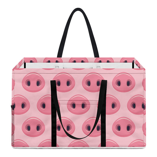 Pink Pig Nose Pattern Print Utility Tote Bag
