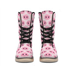 Pink Pig Nose Pattern Print Winter Boots