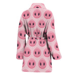 Pink Pig Nose Pattern Print Women's Bathrobe