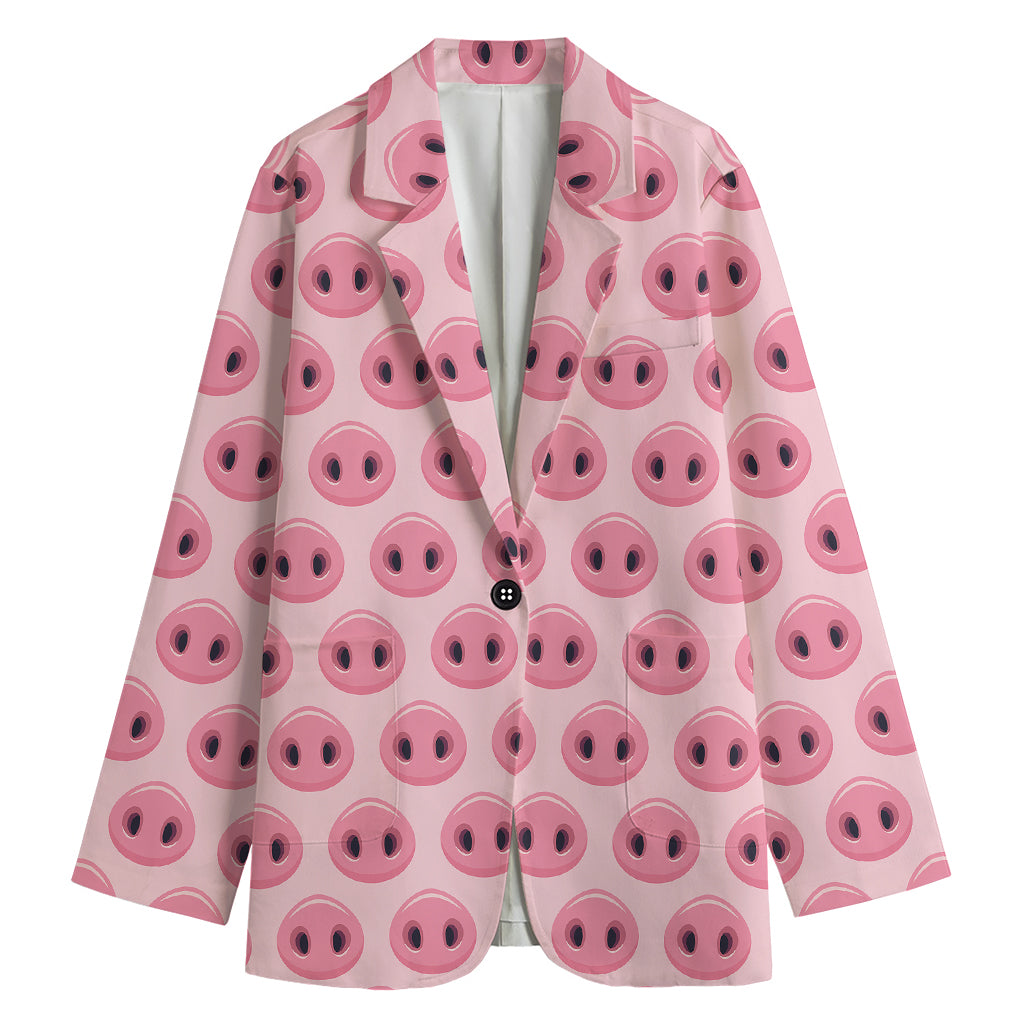 Pink Pig Nose Pattern Print Women's Blazer