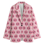 Pink Pig Nose Pattern Print Women's Cotton Blazer