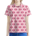 Pink Pig Nose Pattern Print Women's Polo Shirt