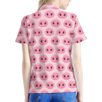 Pink Pig Nose Pattern Print Women's Polo Shirt