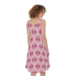 Pink Pig Nose Pattern Print Women's Sleeveless Dress