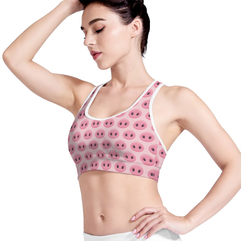 Pink Pig Nose Pattern Print Women's Sports Bra