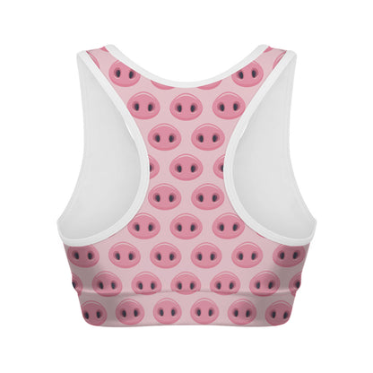 Pink Pig Nose Pattern Print Women's Sports Bra