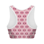 Pink Pig Nose Pattern Print Women's Sports Bra