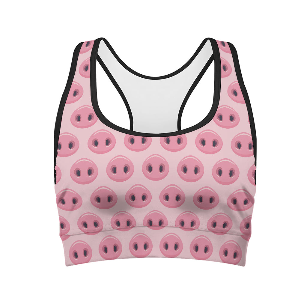 Pink Pig Nose Pattern Print Women's Sports Bra