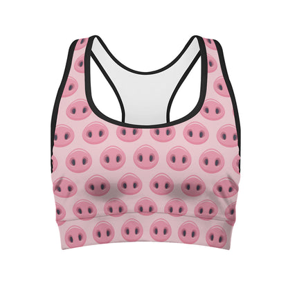 Pink Pig Nose Pattern Print Women's Sports Bra