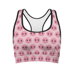Pink Pig Nose Pattern Print Women's Sports Bra