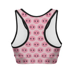 Pink Pig Nose Pattern Print Women's Sports Bra