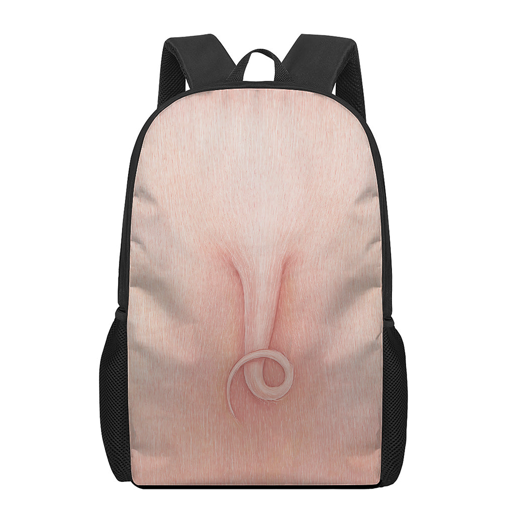 Pink Pig Tail Print 17 Inch Backpack