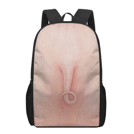 Pink Pig Tail Print 17 Inch Backpack