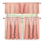 Pink Pig Tail Print 3 Piece Kitchen Curtains