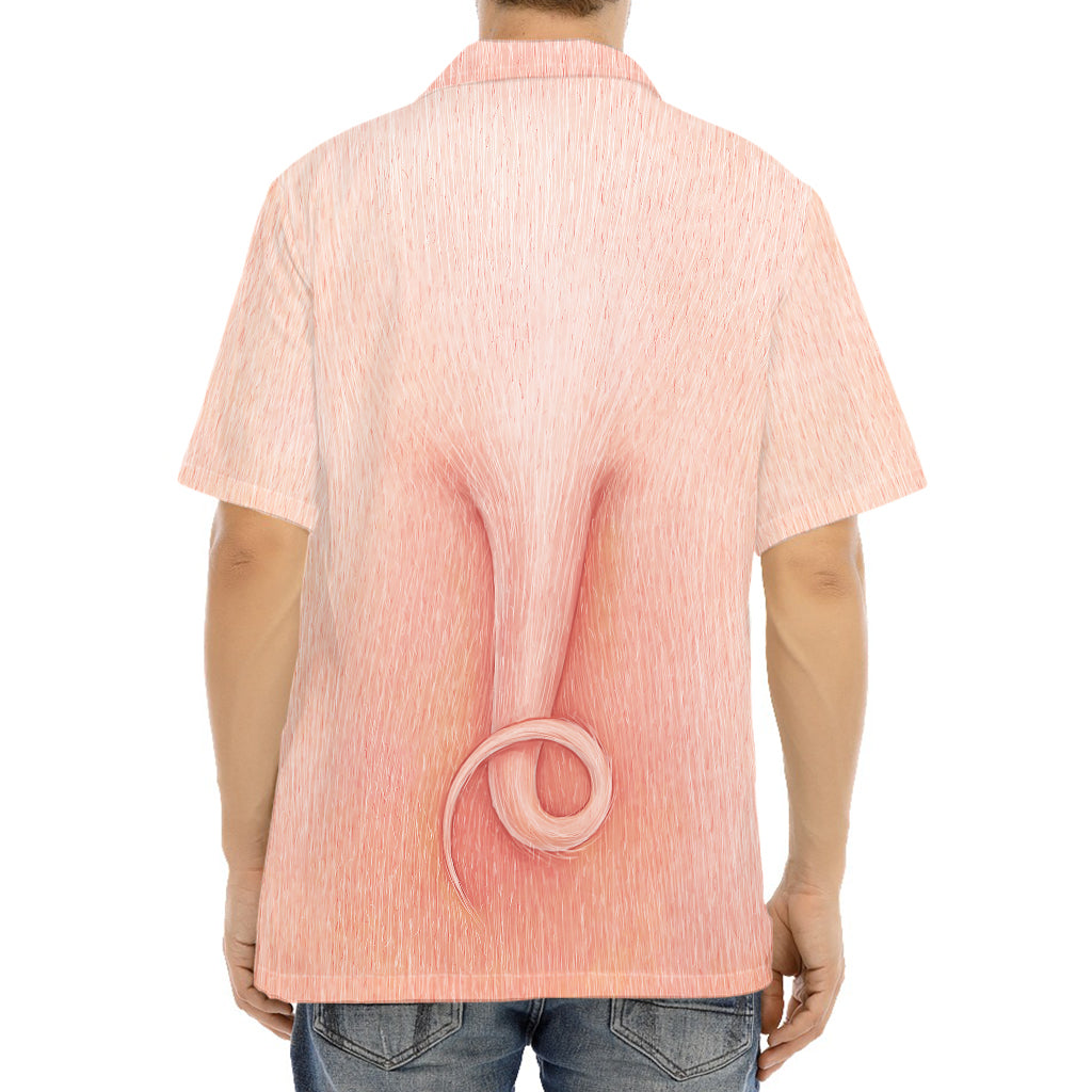 Pink Pig Tail Print Aloha Shirt