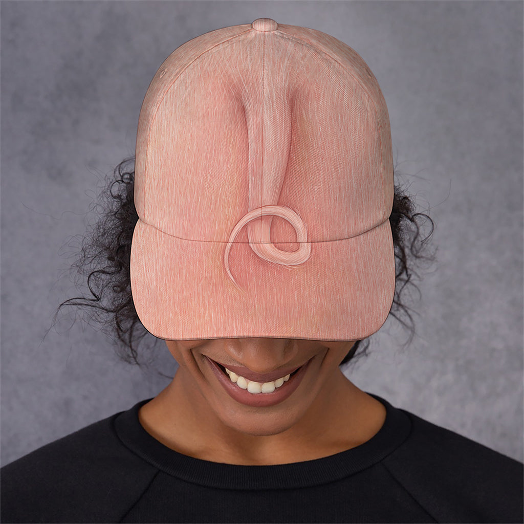 Pink Pig Tail Print Baseball Cap