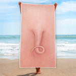 Pink Pig Tail Print Beach Towel