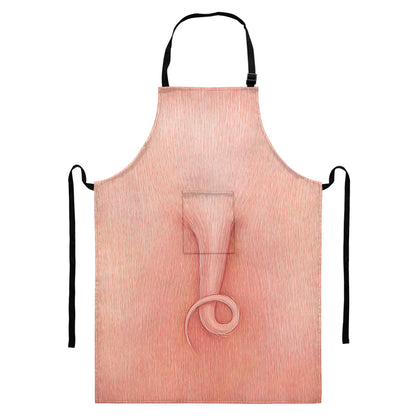 Pink Pig Tail Print Bib Apron With Pocket