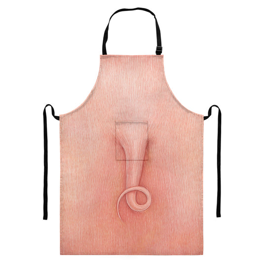 Pink Pig Tail Print Bib Apron With Pocket