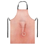Pink Pig Tail Print Bib Apron With Pocket