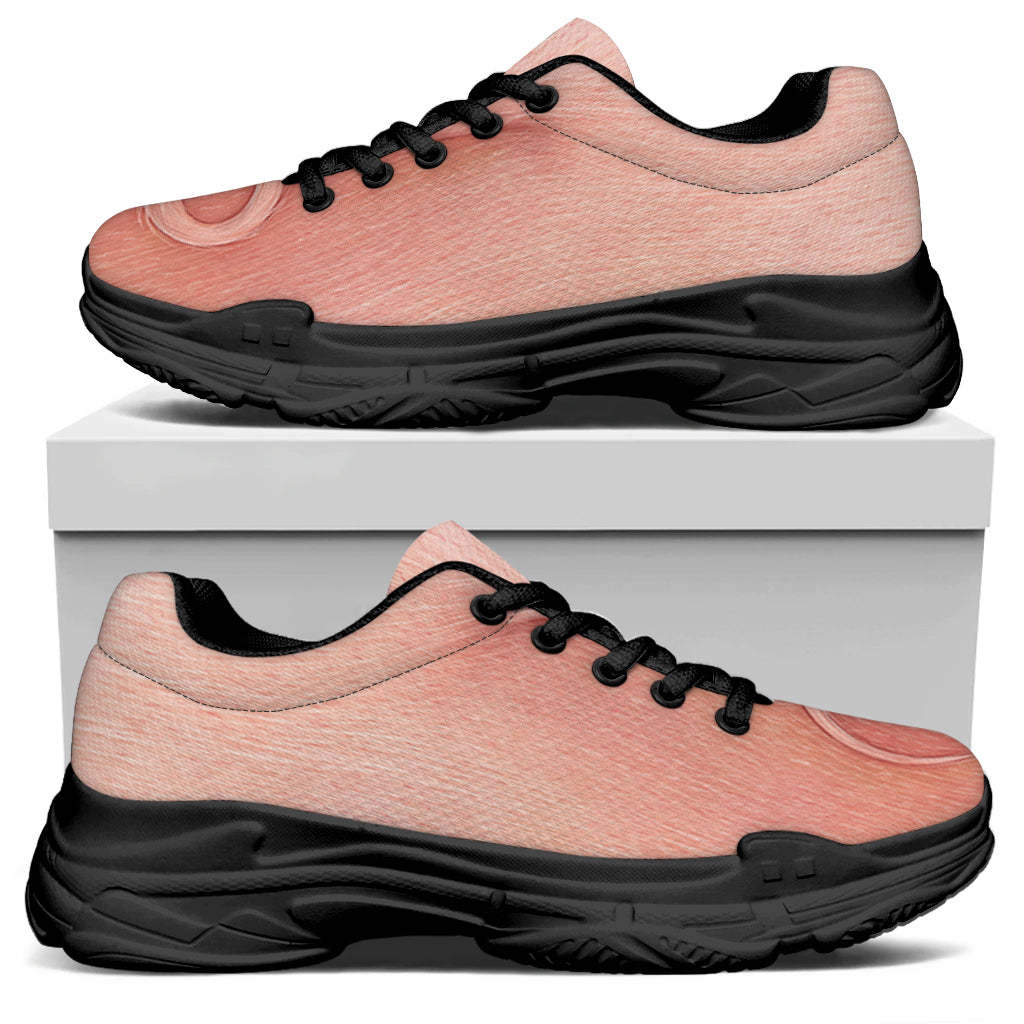 Pink Pig Tail Print Black Chunky Shoes