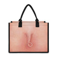 Pink Pig Tail Print Canvas Tote Bag