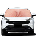 Pink Pig Tail Print Car Windshield Snow Cover