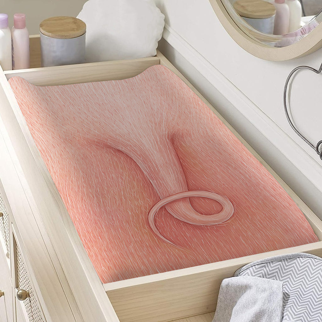Pink Pig Tail Print Changing Pad Cover