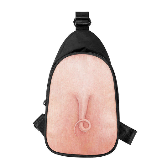 Pink Pig Tail Print Chest Bag