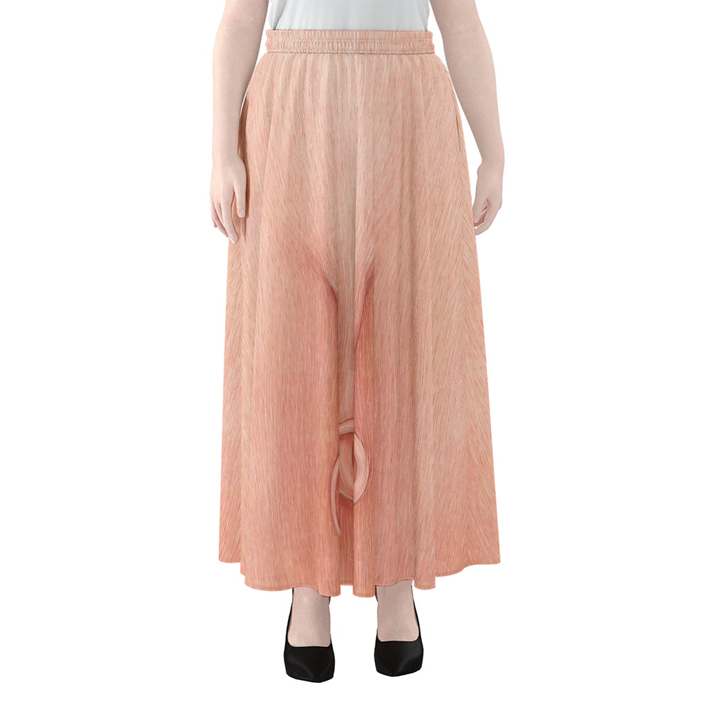 Pink Pig Tail Print Chiffon Maxi Skirt