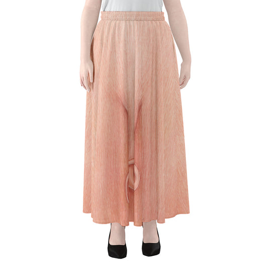 Pink Pig Tail Print Chiffon Maxi Skirt