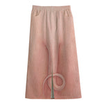 Pink Pig Tail Print Cotton Front Slit Maxi Skirt