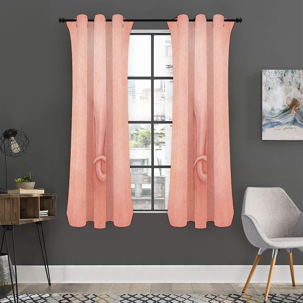 Pink Pig Tail Print Curtain