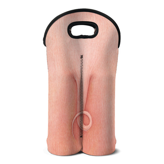 Pink Pig Tail Print Double Neoprene Wine Tote