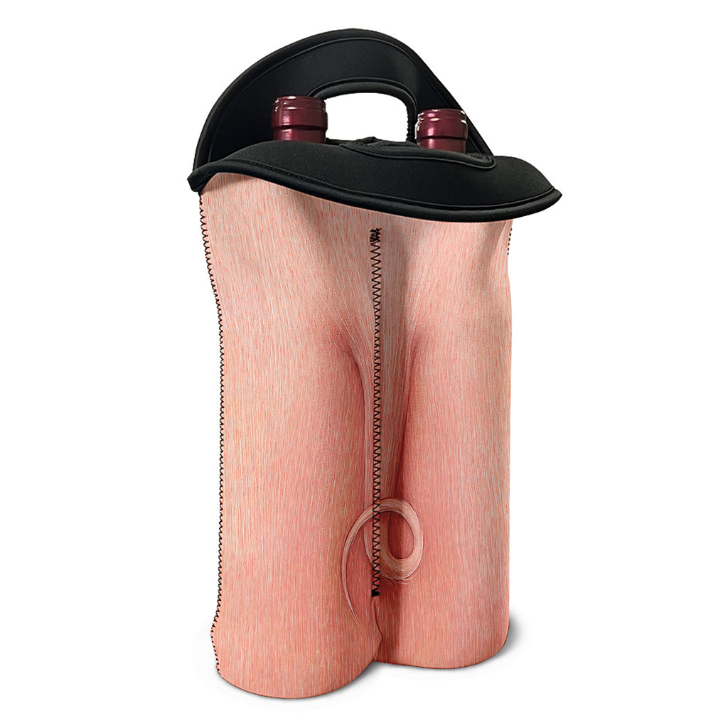 Pink Pig Tail Print Double Neoprene Wine Tote