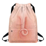 Pink Pig Tail Print Drawstring Backpack