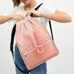 Pink Pig Tail Print Drawstring Backpack