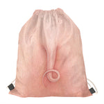 Pink Pig Tail Print Drawstring Bag